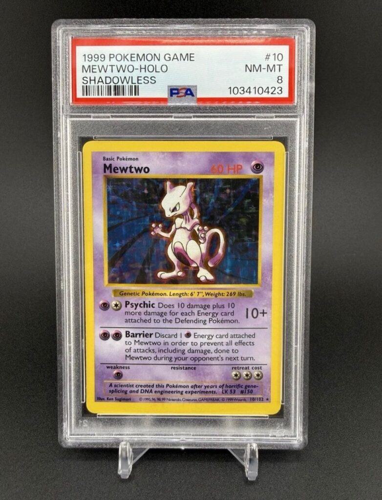 1999 POKEMON GAME #10 MEWTWO-HOLO SHADOWLESS