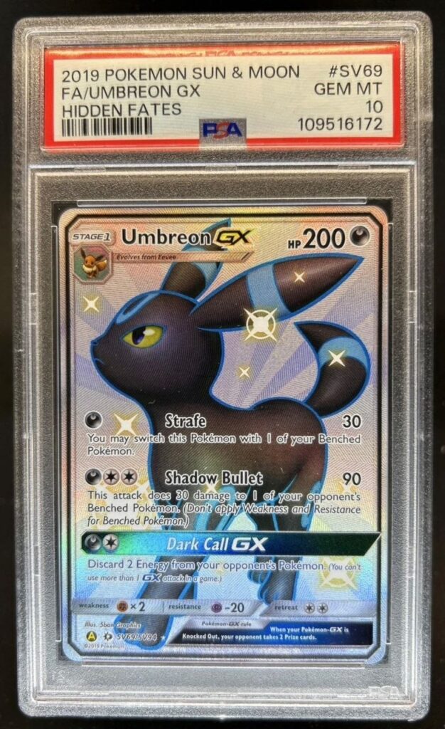 2019 POKEMON SUN & MOON HIDDEN FATES #SV69 FA/UMBREON GX HIDDEN FATES